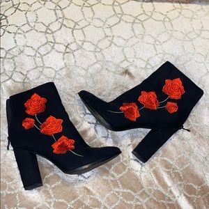 Public Desire black rose booties
